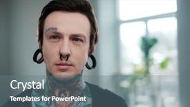  Presentation with alternative - Beautiful PPT theme featuring industrial uniform fashion - portrait of alternative model backdrop and a gray colored foreground