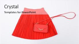  Presentation with mock up cotton tote bag - Colorful PPT theme enhanced with industrial uniform fashion - red pleated skirt with bag backdrop and a sky blue colored foreground