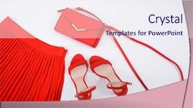  Presentation with red and silver - Audience pleasing PPT theme consisting of industrial uniform fashion - red pleated skirt with red backdrop and a sky blue colored foreground