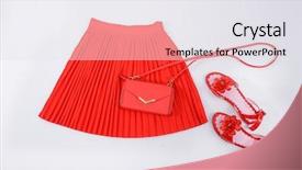  Presentation with shoes - Audience pleasing PPT theme consisting of industrial uniform fashion - red pleated skirt with red backdrop and a sky blue colored foreground