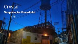  Presentation with rain city - Beautiful PPT theme featuring industrial-urban-street-city-night backdrop and a navy blue colored foreground