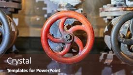  Presentation with industrial valve - Presentation design enhanced with industrial valve on a feactory pipeline background and a tawny brown colored foreground