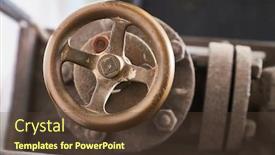  Presentation with industrial valve - Presentation theme having industrial-valve-on-a-feactory background and a tawny brown colored foreground