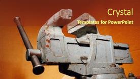  Presentation with industrial - Audience pleasing theme consisting of industrial-vice-tool-orange-background backdrop and a tawny brown colored foreground