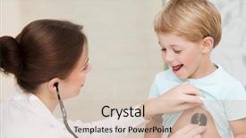  Presentation with doctor visiting family - Amazing PPT theme having industrial visit - cute little boy with pleasure backdrop and a soft green colored foreground