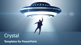  Presentation with flying angels - Colorful presentation enhanced with industrial visit - flying saucer abducting young businessman backdrop and a ocean colored foreground