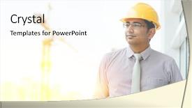  Presentation with industrial engineer - Presentation design consisting of industrial visit - handsome asian indian male site background and a white colored foreground