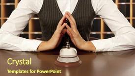  Presentation with bell service - Audience pleasing theme consisting of industrial visit - hotel concierge service bell backdrop and a tawny brown colored foreground