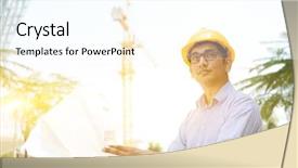  Presentation with industrial engineer - Amazing PPT theme having industrial visit - portrait of a 30s indian backdrop and a cool aqua colored foreground