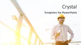  Presentation with industrial engineer - Audience pleasing slide set consisting of industrial visit - portrait of asian indian male backdrop and a white colored foreground