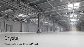  Presentation with warehouse - Audience pleasing slides consisting of industrial warehouse - large modern empty storehouse backdrop and a light gray colored foreground