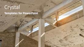  Presentation with supporting - Presentation theme with industrial-warehouse-or-commercial-area background and a coral colored foreground