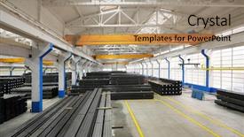  Presentation with warehouse - Cool new presentation theme with soccer party - streamers on a soccer field backdrop and a dark gray colored foreground