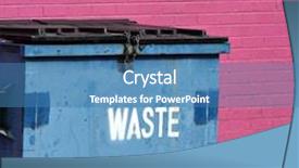  Presentation with pink blue - Presentation having industrial waste - blue dumpster against a bright background and a teal colored foreground