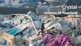  Presentation with industrial waste - Theme having industrial waste - diverse rubbish on the ground background and a ocean colored foreground