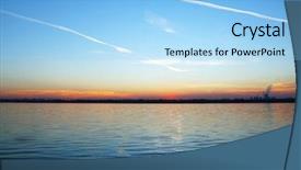  Presentation with industrial piping - Presentation theme with industrial water piping - sunset over the lake background and a light blue colored foreground