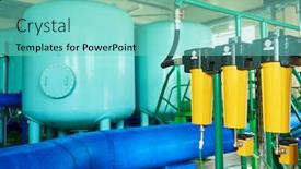 Presentation with water filtration - Presentation design consisting of industrial-water-purification-system background and a seafoam green colored foreground