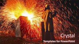  Presentation with worker safety - Presentation enhanced with industrial worker causing shower background and a tawny brown colored foreground