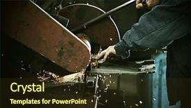  Presentation with welding - Presentation design with industrial worker cutting and welding background and a tawny brown colored foreground