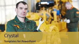  Presentation with heavy industry - Audience pleasing PPT layouts consisting of technologu - industrial worker during heavy industry backdrop and a  colored foreground