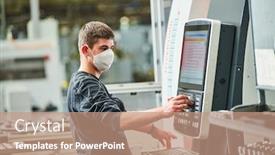  Presentation with cnc - Cool new PPT theme with industrial-worker-operating-cnc-machine backdrop and a coral colored foreground