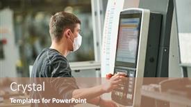  Presentation with cnc - Slide set enhanced with industrial-worker-operating-cnc-machine background and a coral colored foreground