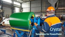  Presentation with sheet metal - Presentation theme featuring industrial worker operating metal sheet background and a ocean colored foreground