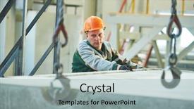  Presentation with industrial concrete - Presentation theme consisting of industrial worker with concrete slab background and a light gray colored foreground