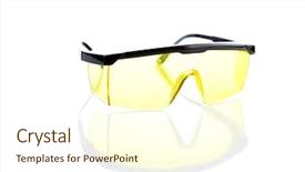 Presentation with shooting - Slides consisting of industrial yellow safety shooting glasses background and a cream colored foreground
