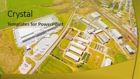  Presentation with industrial zone - Beautiful PPT layouts featuring industrial zone and technology park backdrop and a gold colored foreground