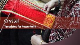  Presentation with malaysian traditional dress - Presentation theme with industries textile - traditional malaysian loom detail background and a tawny brown colored foreground