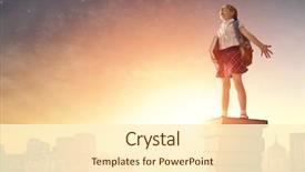  Presentation with back school education - Cool new PPT layouts with industrious child standing on book backdrop and a cream colored foreground