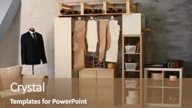  Presentation with apparel industry - Beautiful theme featuring apparel industry - interior of modern tailor's workshop backdrop and a coral colored foreground