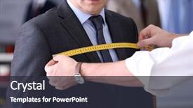  Presentation with airplane taking off sky - Beautiful PPT theme featuring apparel industry - tailor taking man's measurements backdrop and a tawny brown colored foreground