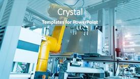  Presentation with robotic - Presentation theme with industry 4 0 - robotic hand machine tool background and a teal colored foreground