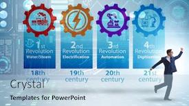  Presentation with industry - Colorful PPT theme enhanced with industry-4-0-concept backdrop and a light blue colored foreground