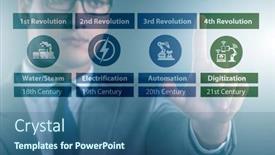  Presentation with development - Slide deck featuring industry-4-0-concept background and a ocean colored foreground