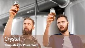  Presentation with drinking alcohol - PPT theme featuring industry analysis - alcohol production manufacture business background and a coral colored foreground