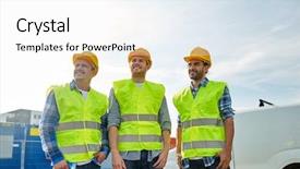  Presentation with building construction - Beautiful slides featuring industry-building-construction-and-people backdrop and a white colored foreground