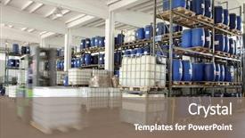  Presentation with chemical industry - PPT theme having industry chemical warehouse background and a gray colored foreground