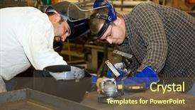  Presentation with working together - Presentation theme having industry code and safety background and a tawny brown colored foreground