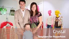  Presentation with broken family children sad - Presentation enhanced with industry collage - family with boy in children background and a  colored foreground