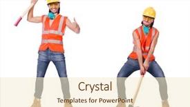  Presentation with textile industry white - PPT layouts having industry collage - industrial worker isolated on white background and a  colored foreground