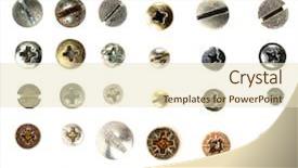  Presentation with industry - PPT theme featuring industry collage - metal screws collection background and a soft green colored foreground