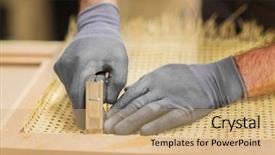  Presentation with furniture industry - Amazing presentation theme having industry concept - assembler with staple backdrop and a coral colored foreground