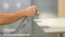  Presentation with furniture industry - Presentation design enhanced with industry concept - worker hand spray background and a gray colored foreground