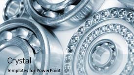  Presentation with bearing - Presentation theme featuring industry design - ball bearing gears and pinions background and a light blue colored foreground