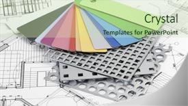  Presentation with plastics industry - PPT theme with industry design - palette of color samples background and a soft green colored foreground