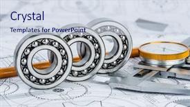  Presentation with technical - PPT layouts consisting of industry design - technical drawings with the ball background and a sky blue colored foreground