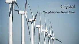  Presentation with renewable energy - Colorful presentation design enhanced with industry development - aligned group of windmills backdrop and a light blue colored foreground
